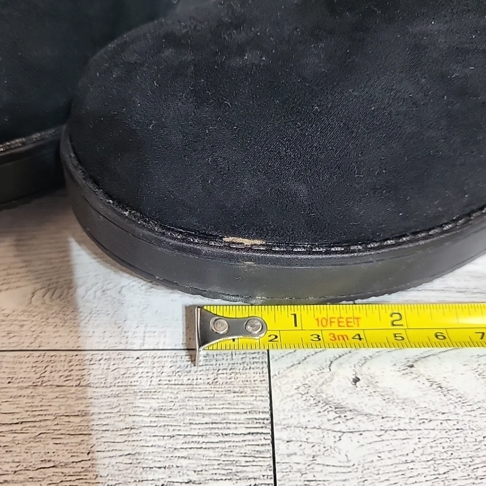 GBG Los Angeles Size 7M Black Faux Fur Lined Winter Ankle Boots Tie Accent‎